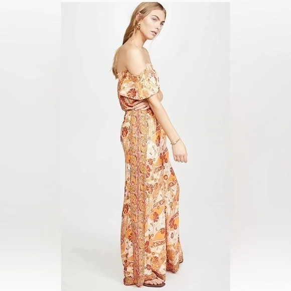 Free People Carmen Jumpsuit Off Shoulder Floral Wide Leg Size S - Picture 2 of 16